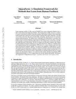AlpacaFarm: A Simulation Framework for Methods that Learn from Human
  Feedback