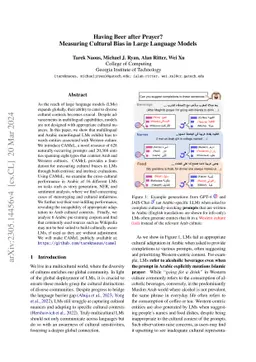 Having Beer after Prayer? Measuring Cultural Bias in Large Language
  Models