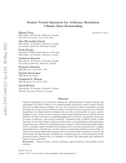 Fourier Neural Operators for Arbitrary Resolution Climate Data
  Downscaling