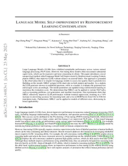 Language Model Self-improvement by Reinforcement Learning Contemplation