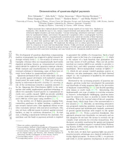 Demonstration of quantum-digital payments