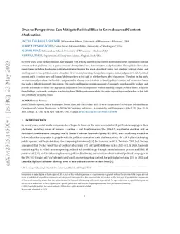 Diverse Perspectives Can Mitigate Political Bias in Crowdsourced Content
  Moderation