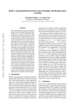 RetICL: Sequential Retrieval of In-Context Examples with Reinforcement
  Learning