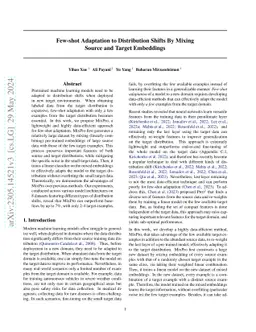 Few-shot Adaptation to Distribution Shifts By Mixing Source and Target
  Embeddings