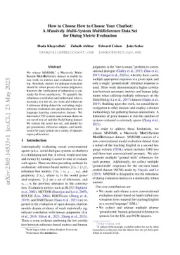 How to Choose How to Choose Your Chatbot: A Massively Multi-System
  MultiReference Data Set for Dialog Metric Evaluation