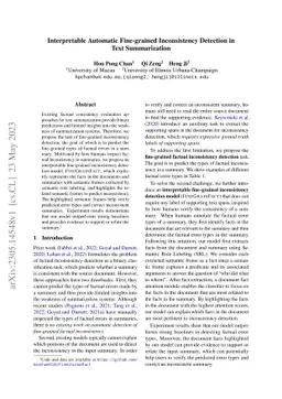 Interpretable Automatic Fine-grained Inconsistency Detection in Text
  Summarization