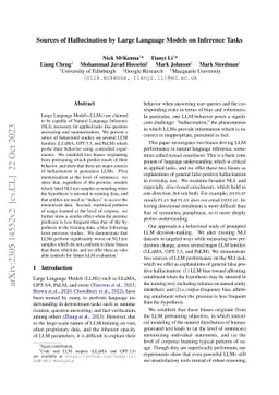 Sources of Hallucination by Large Language Models on Inference Tasks