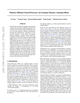 Memory Efficient Neural Processes via Constant Memory Attention Block