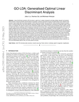 GO-LDA: Generalised Optimal Linear Discriminant Analysis