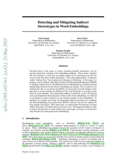 Detecting and Mitigating Indirect Stereotypes in Word Embeddings
