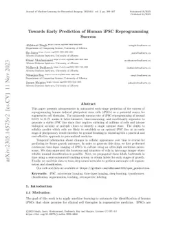 Towards Early Prediction of Human iPSC Reprogramming Success