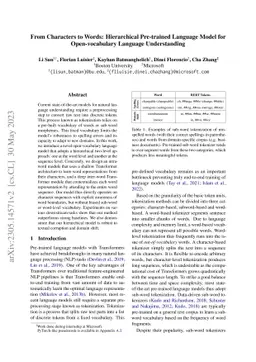 From Characters to Words: Hierarchical Pre-trained Language Model for
  Open-vocabulary Language Understanding