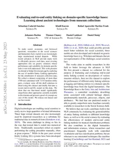 Evaluating end-to-end entity linking on domain-specific knowledge bases:
  Learning about ancient technologies from museum collections