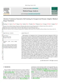 Attentive Continuous Generative Self-training for Unsupervised Domain
  Adaptive Medical Image Translation