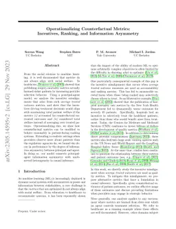 Operationalizing Counterfactual Metrics: Incentives, Ranking, and
  Information Asymmetry