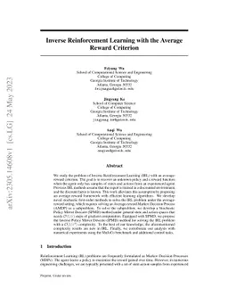 Inverse Reinforcement Learning with the Average Reward Criterion