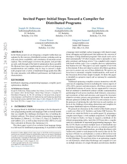 Invited Paper: Initial Steps Toward a Compiler for Distributed Programs