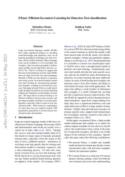 EXnet: Efficient In-context Learning for Data-less Text classification