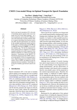 CMOT: Cross-modal Mixup via Optimal Transport for Speech Translation