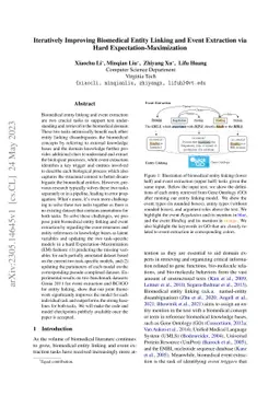 Iteratively Improving Biomedical Entity Linking and Event Extraction via
  Hard Expectation-Maximization