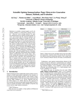 Scientific Opinion Summarization: Paper Meta-review Generation Dataset,
  Methods, and Evaluation