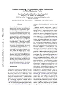 Denoising Bottleneck with Mutual Information Maximization for Video
  Multimodal Fusion