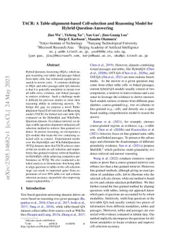 TACR: A Table-alignment-based Cell-selection and Reasoning Model for
  Hybrid Question-Answering