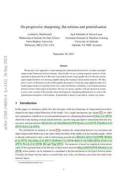 On progressive sharpening, flat minima and generalisation