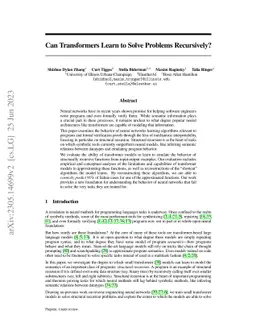 Can Transformers Learn to Solve Problems Recursively?
