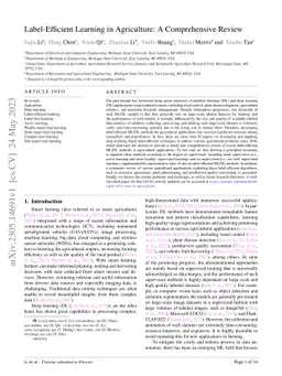 Label-Efficient Learning in Agriculture: A Comprehensive Review