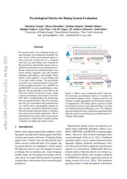 Psychological Metrics for Dialog System Evaluation