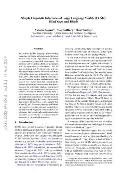 Simple Linguistic Inferences of Large Language Models (LLMs): Blind
  Spots and Blinds