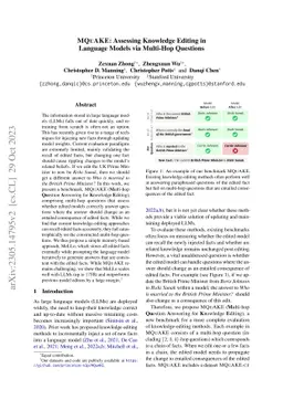MQuAKE: Assessing Knowledge Editing in Language Models via Multi-Hop
  Questions