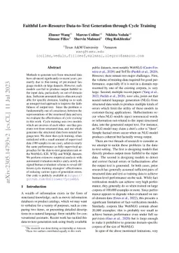 Faithful Low-Resource Data-to-Text Generation through Cycle Training