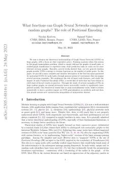 What functions can Graph Neural Networks compute on random graphs? The
  role of Positional Encoding