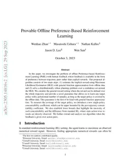 Provable Offline Preference-Based Reinforcement Learning