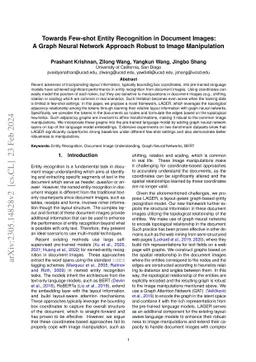 Towards Few-shot Entity Recognition in Document Images: A Graph Neural
  Network Approach Robust to Image Manipulation