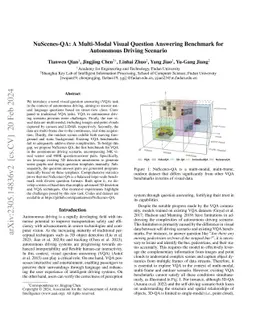 NuScenes-QA: A Multi-modal Visual Question Answering Benchmark for
  Autonomous Driving Scenario