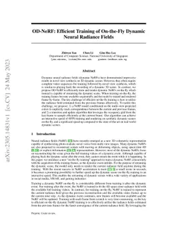 OD-NeRF: Efficient Training of On-the-Fly Dynamic Neural Radiance Fields