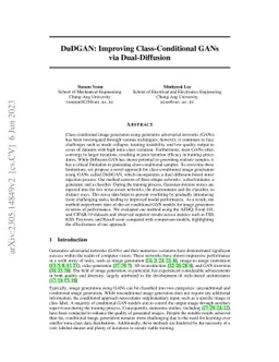 DuDGAN: Improving Class-Conditional GANs via Dual-Diffusion
