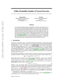 Utility-Probability Duality of Neural Networks