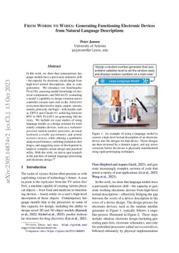 From Words to Wires: Generating Functioning Electronic Devices from
  Natural Language Descriptions