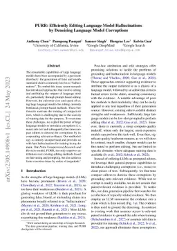 PURR: Efficiently Editing Language Model Hallucinations by Denoising
  Language Model Corruptions