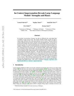 In-Context Impersonation Reveals Large Language Models' Strengths and
  Biases