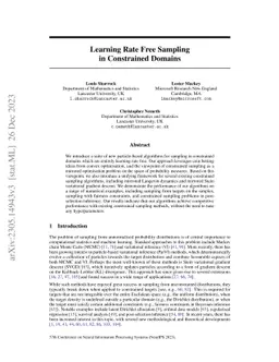 Learning Rate Free Sampling in Constrained Domains