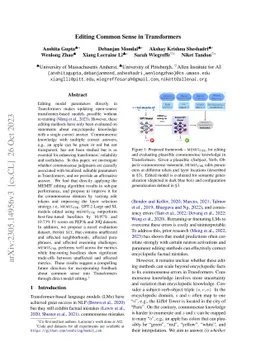 Editing Common Sense in Transformers