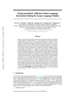 Cheap and Quick: Efficient Vision-Language Instruction Tuning for Large
  Language Models