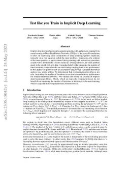 Test like you Train in Implicit Deep Learning