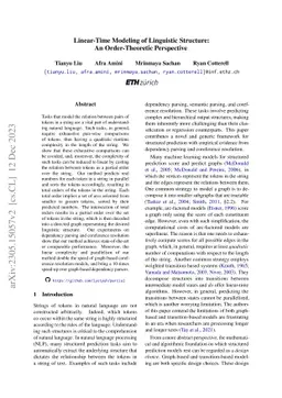 Linear-Time Modeling of Linguistic Structure: An Order-Theoretic
  Perspective