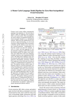 A Monte Carlo Language Model Pipeline for Zero-Shot Sociopolitical Event
  Extraction